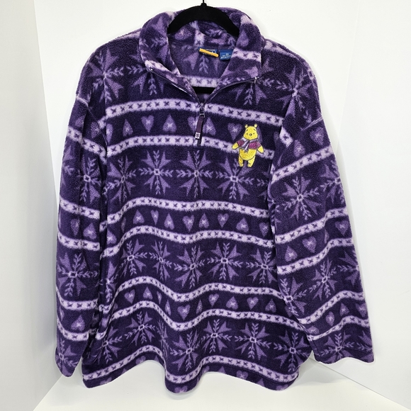 Disney Vintage 2X Pooh Jerry Leigh Purple Zip Winter Winnie The Pooh Pullover - Picture 2 of 16